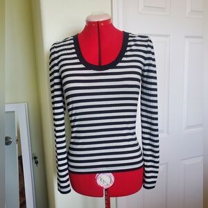 On 34th Black, Cream and Gold Striped Long Sleeve Top